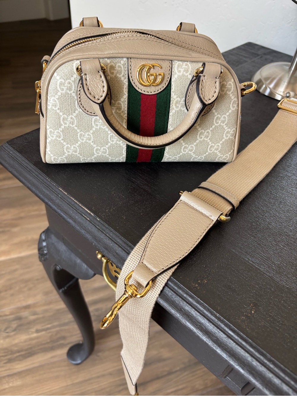Gucci Beige GG Canvas Mini Boston like new!